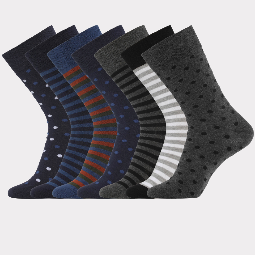 Bambus strømper 7 par mønstrede til mænd