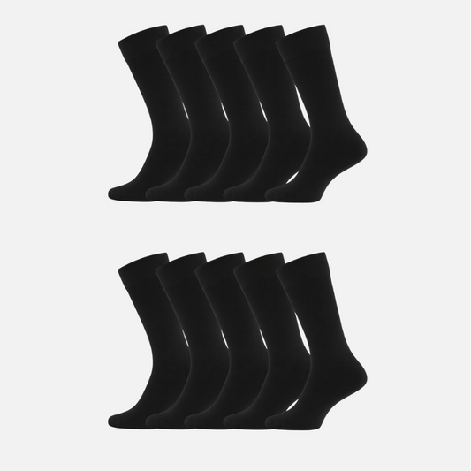 Bambus strømper uden elastik i sort til mænd 10-pak