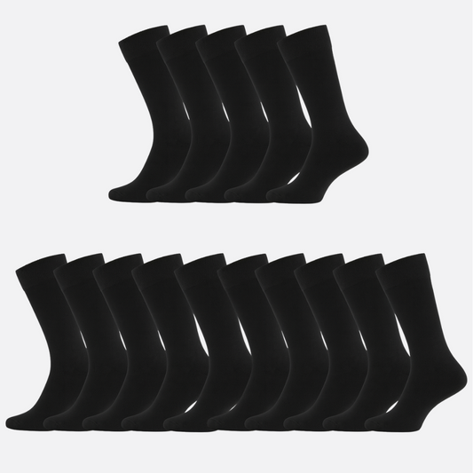 Bambus strømper uden elastik i sort til mænd 15-pak