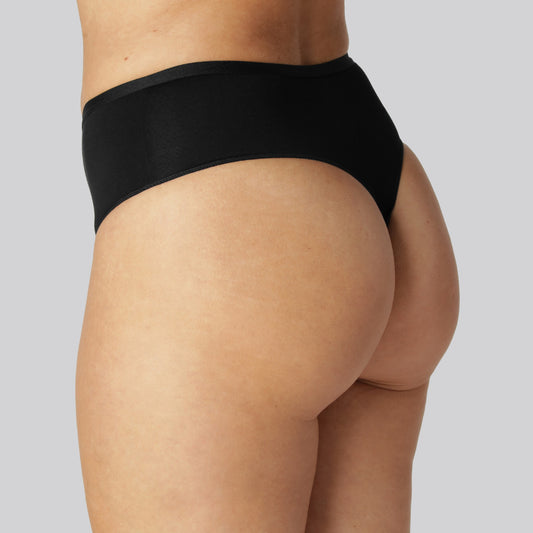 Bambus højtaljet g-streng i sort til damer