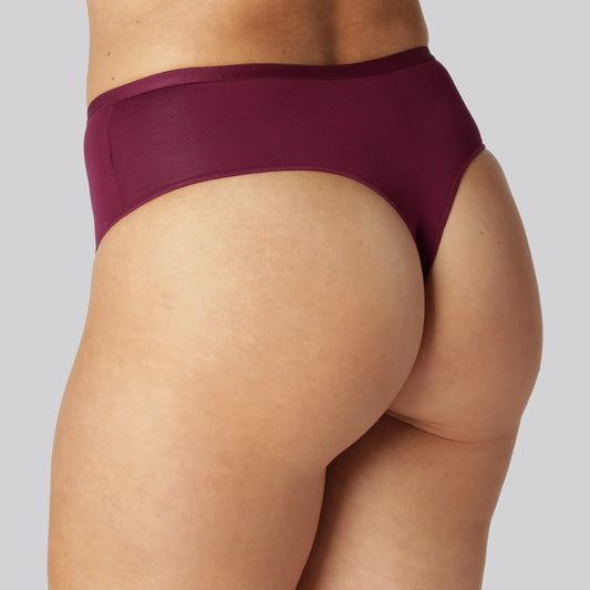 Bambus højtaljet g-streng trusse i bordeaux til damer