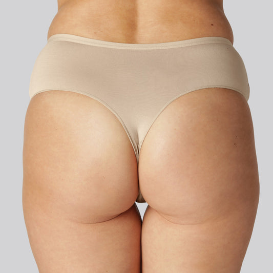 Bambus højtaljet g-streng trusse i beige til damer