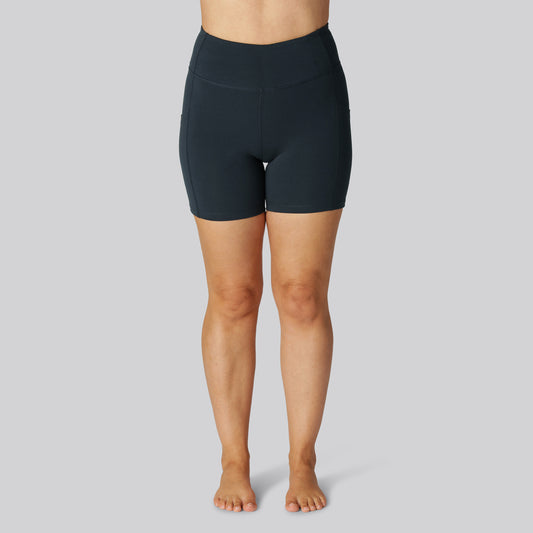 Bambus fitness shorts kort i navy til damer