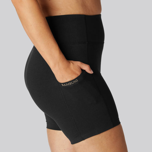 Bambus fitness shorts kort i sort til damer