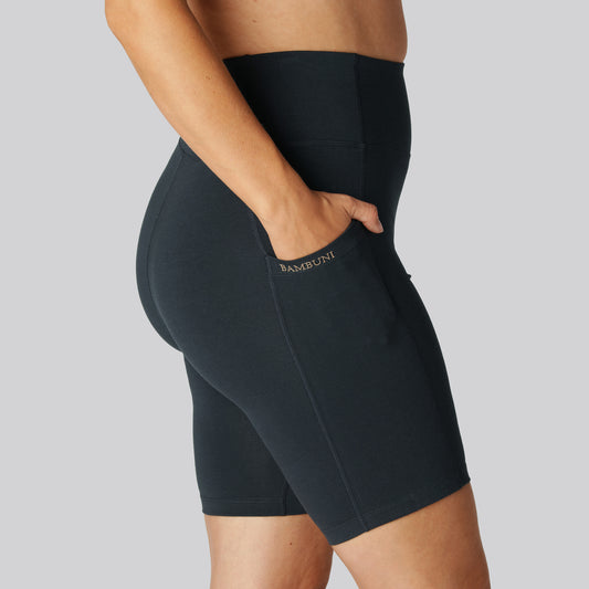 Bambus fitness shorts i navy til damer