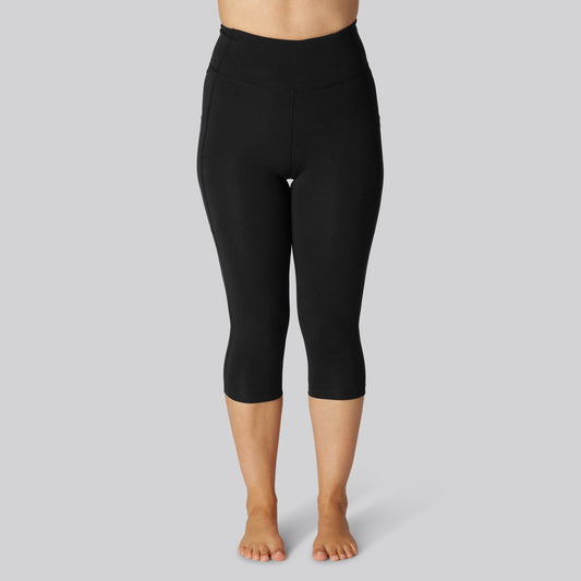 Bambus fitness 3/4 tights i sort til damer