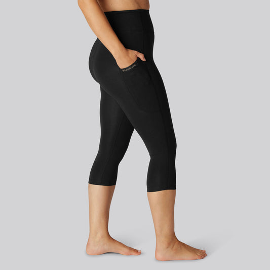 Bambus fitness 3/4 tights i sort til damer