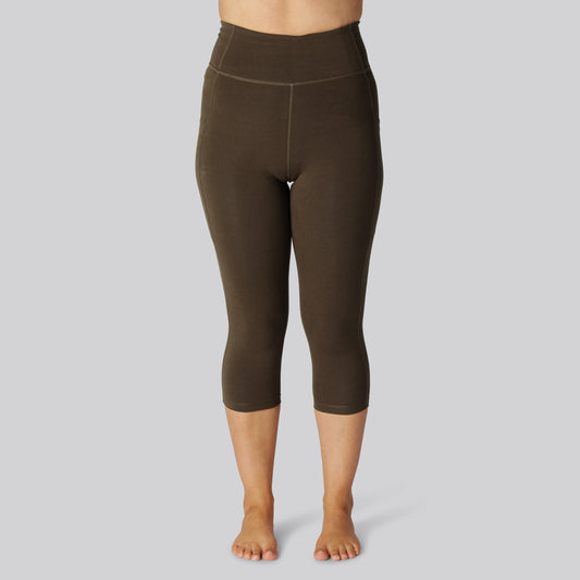 Bambus fitness 3/4 tights i brun til damer