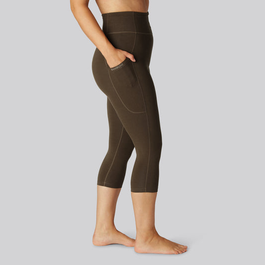Bambus fitness 3/4 tights i brun til damer