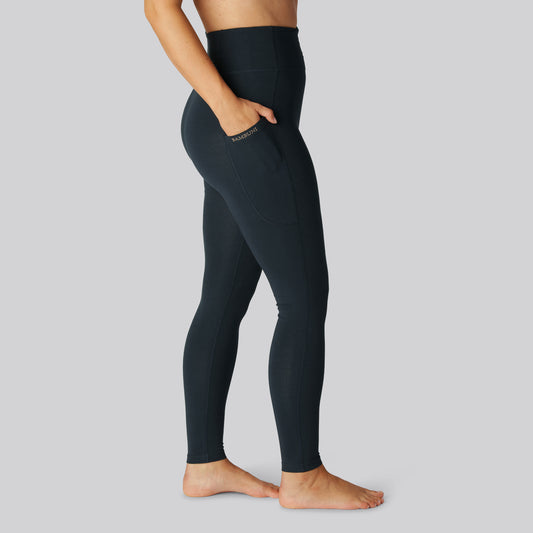 Bambus fitness tights i navy til damer