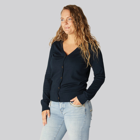 Bambus cardigan i navy til kvinder