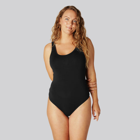 Bambus bodystocking i sort til damer