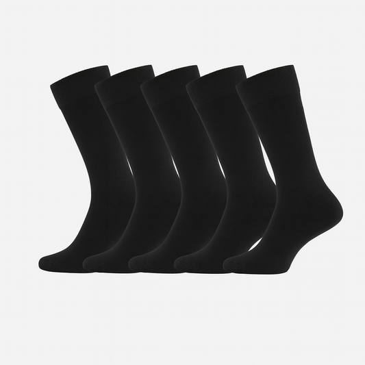 Bambus strømper uden elastik i sort til mænd 5-pak