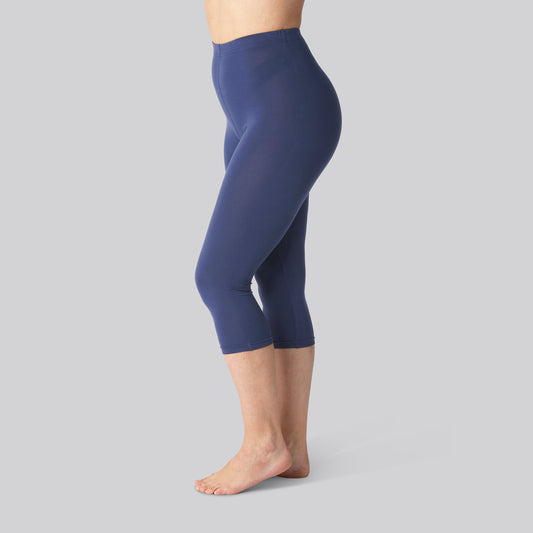 Bambus 3/4 leggings m. skjult elastik i navy til damer