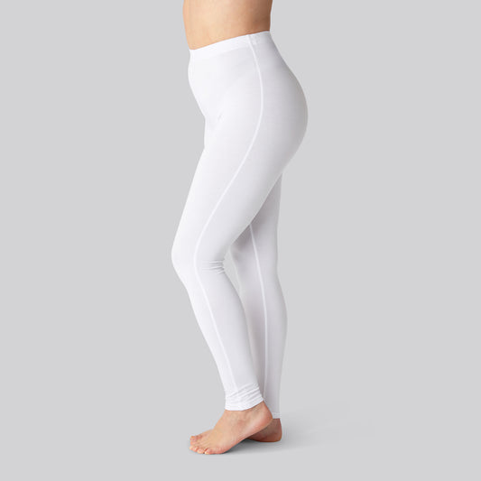 Bambus leggings m. skjult elastik i hvid til damer