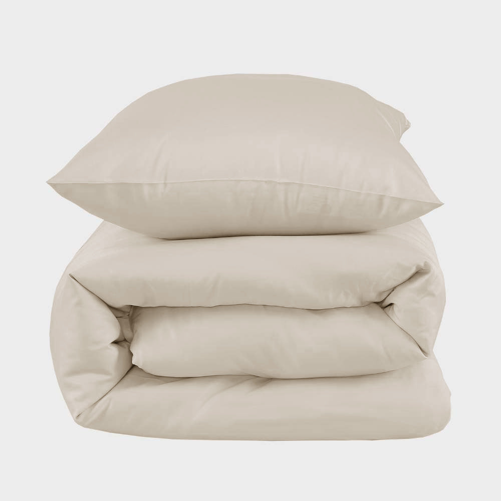 Bambus sengetøj i beige 140x220