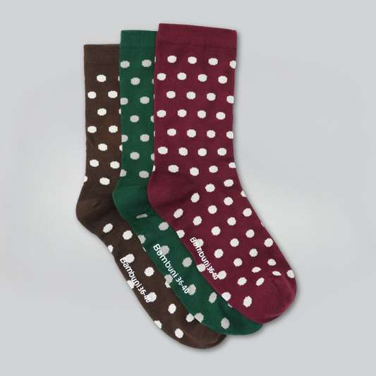 Bambus 3-pak prikkede strømper til damer