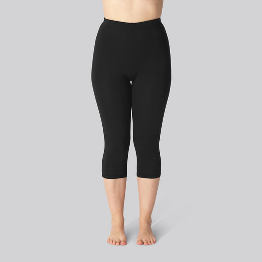 Bambus 3/4 leggings m. skjult elastik i sort til damer