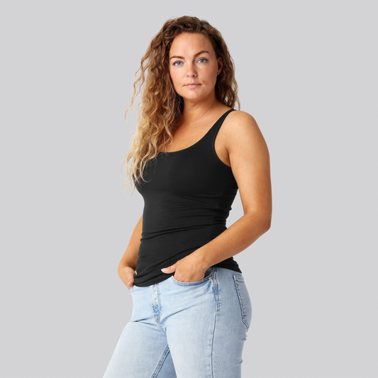 Bambus dame top sort med bred strop
