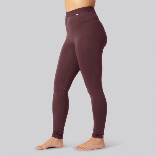 Bambus leggings i bordeaux m. bordeaux elastik damer