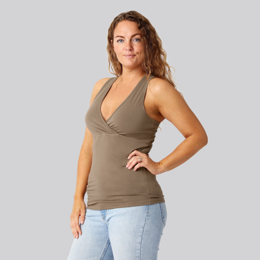 Bambus v-hals top i sand damer