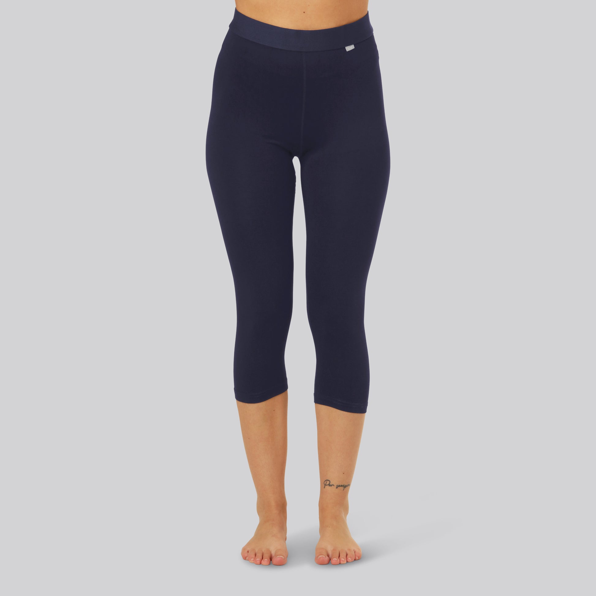 Bambus 3/4 leggings i navy m. navy elastik til kvinder