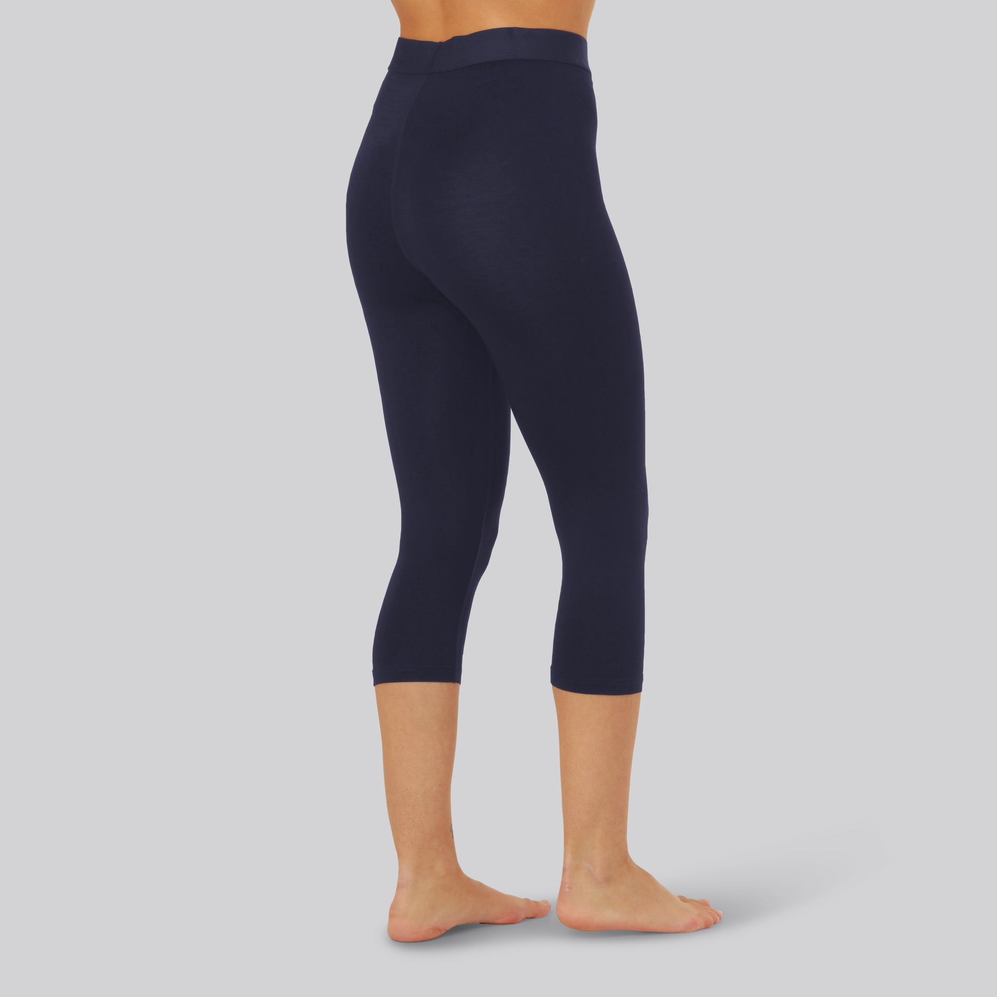 Bambus 3/4 leggings i navy m. navy elastik til kvinder