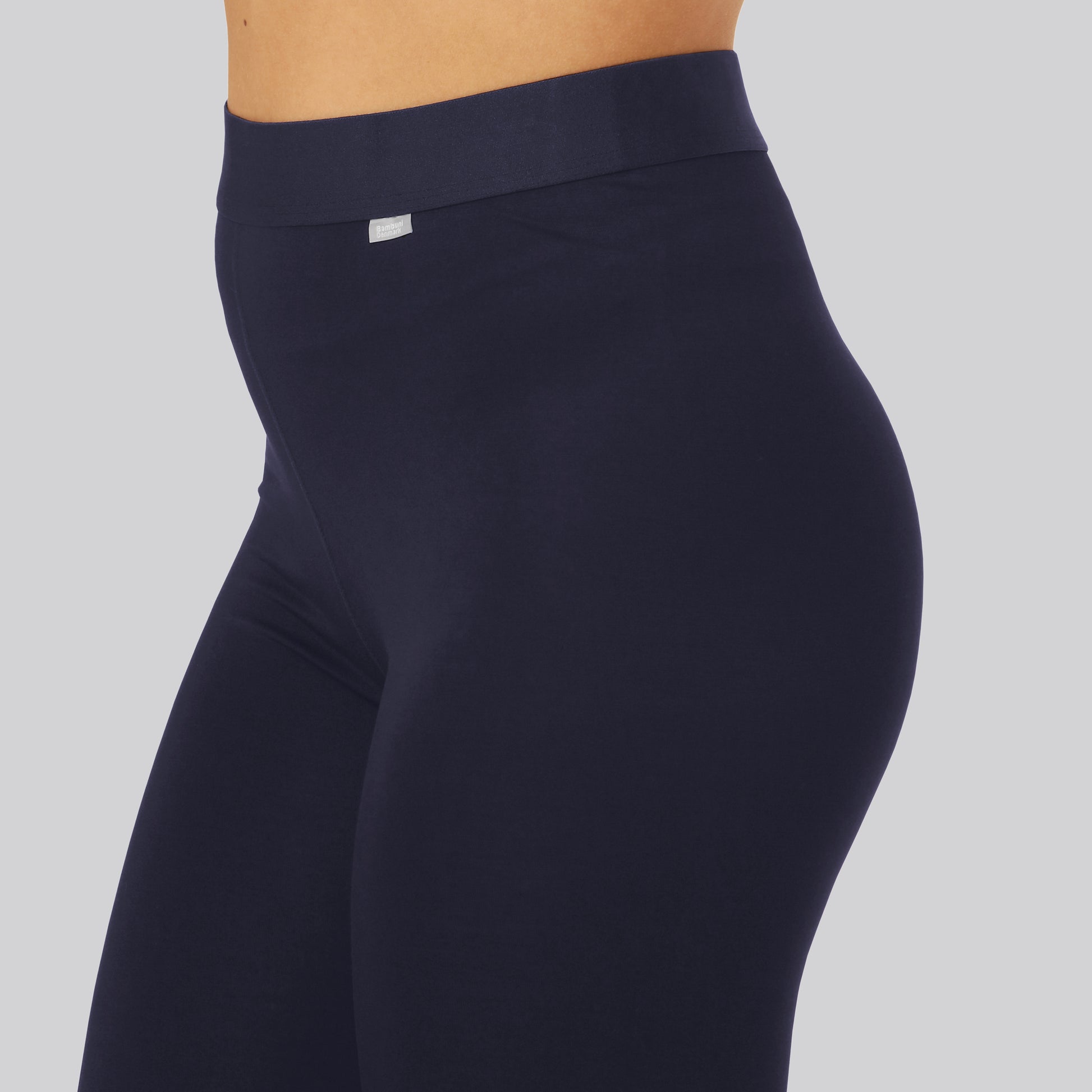 Bambus 3/4 leggings i navy m. navy elastik til kvinder