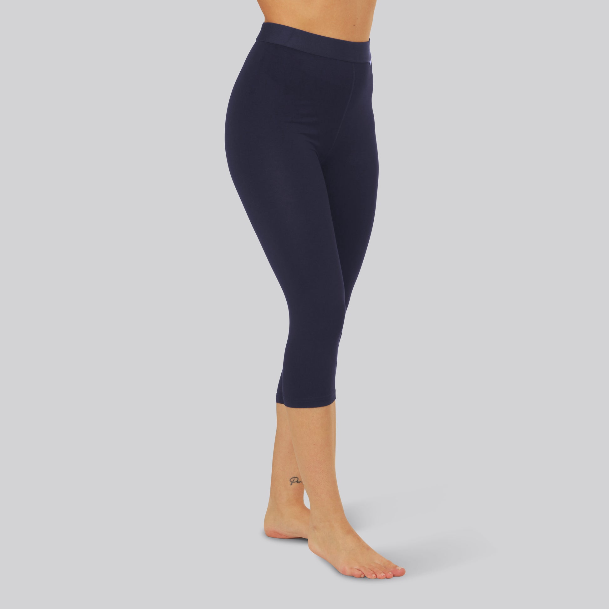 Bambus 3/4 leggings i navy m. navy elastik til kvinder