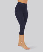 Bambus 3/4 leggings i navy m. navy elastik til kvinder