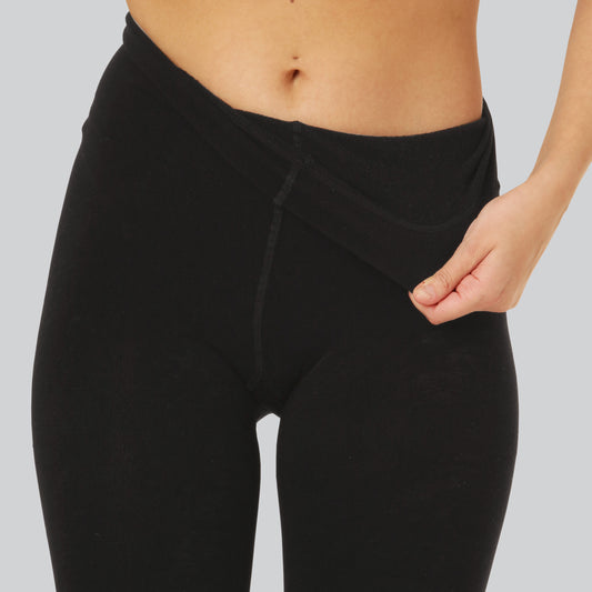 Bambus strømpebukser i sort m. inderfoer til kvinder