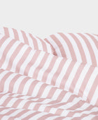 Bambus sengetøj hvid/gammel rosa stribet bred