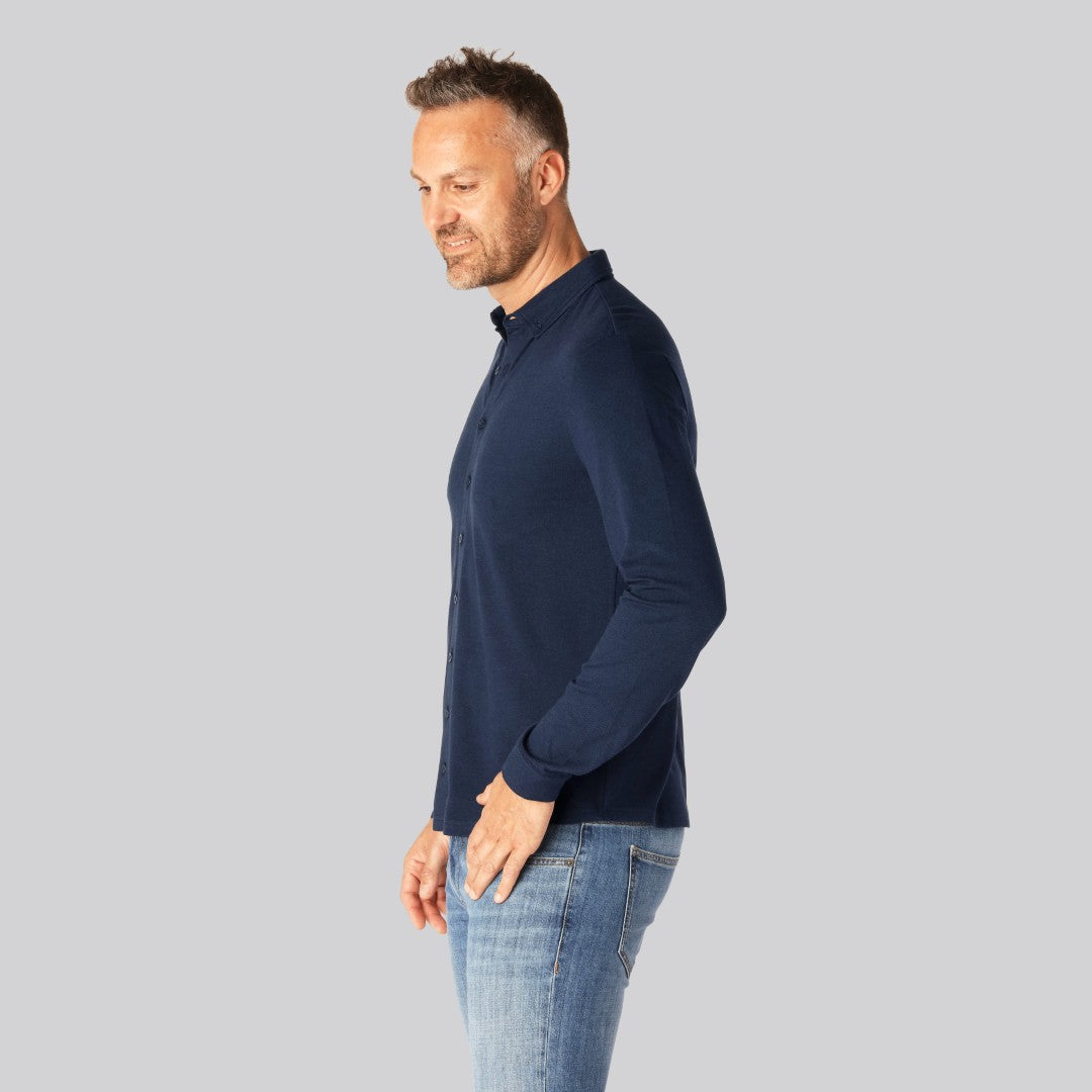 Bambus poloskjorte i navy til mænd