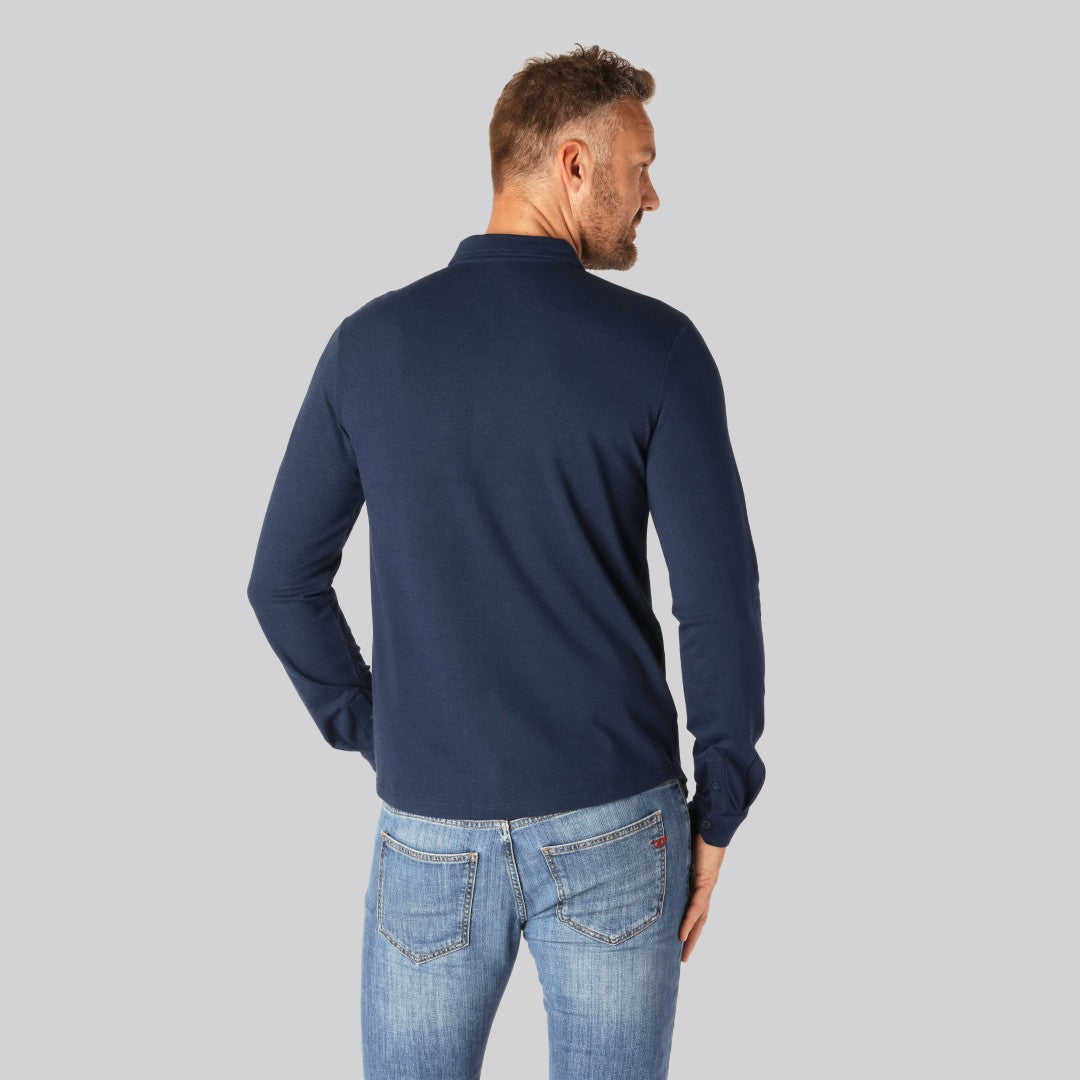 Bambus poloskjorte i navy til mænd