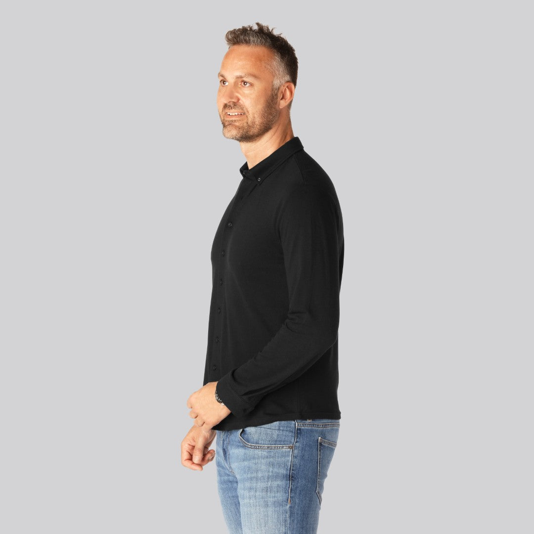 Bambus poloskjorte i sort til mænd
