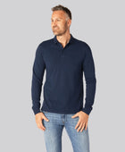 Bambus langærmet polo i navy til mænd