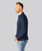 Bambus langærmet polo i navy til mænd