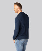 Bambus langærmet polo i navy til mænd