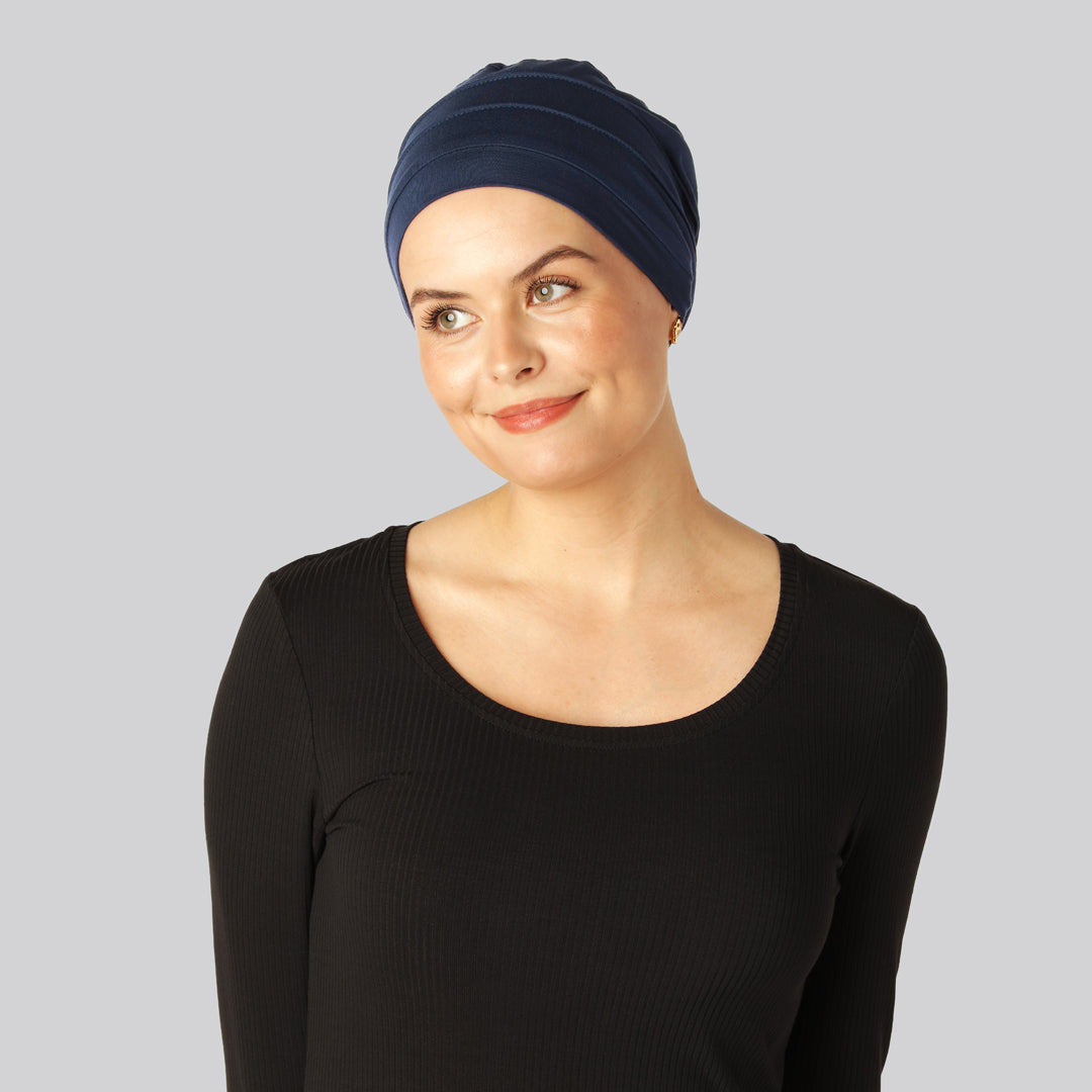 Bambus klassisk turban i navy til damer