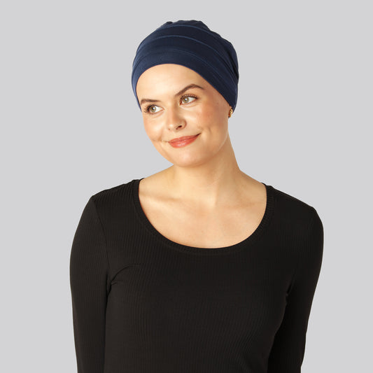 Bambus klassisk turban i navy til damer