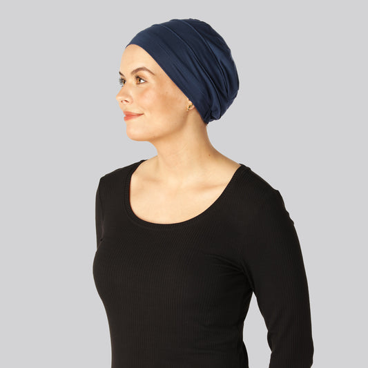 Bambus klassisk turban i navy til damer