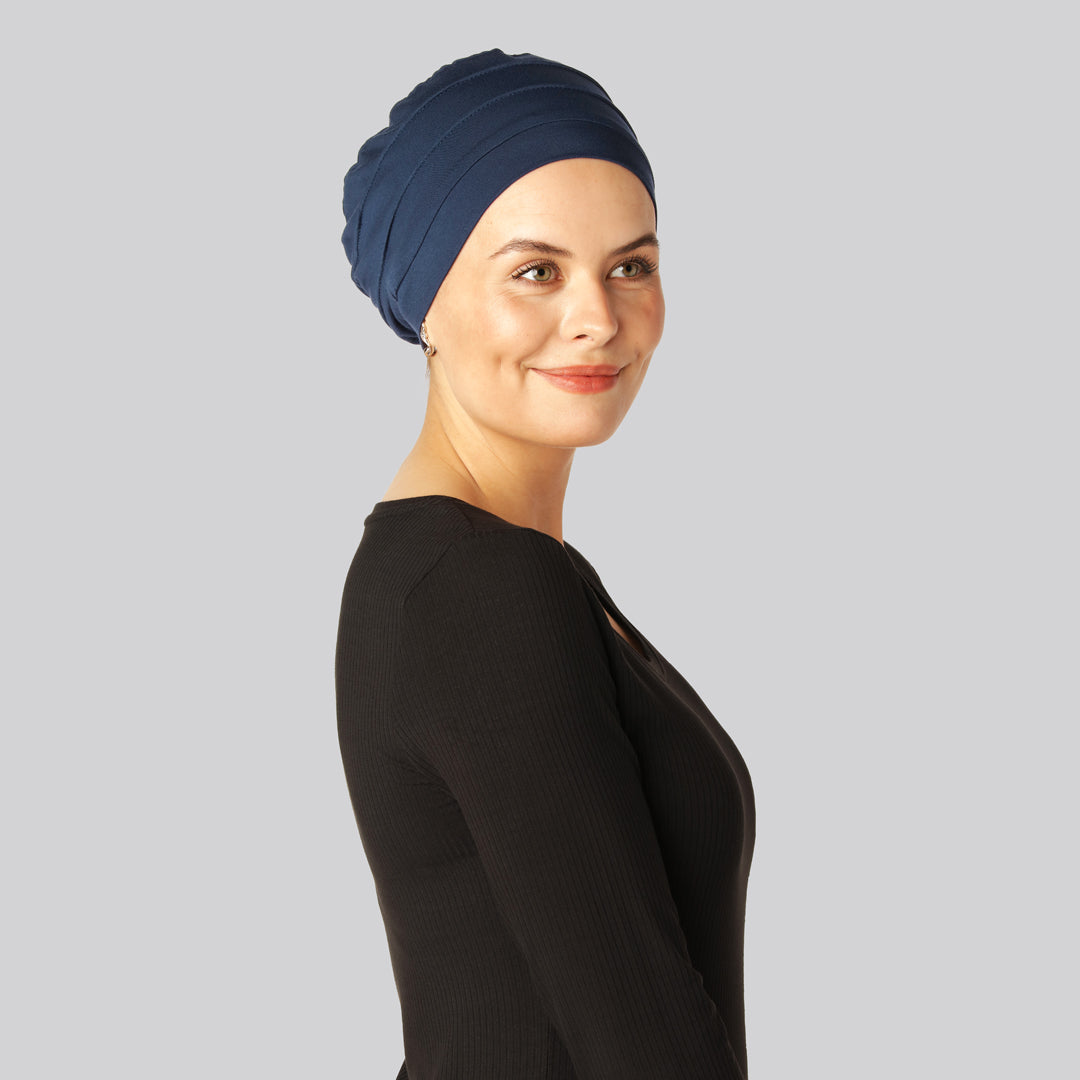 Bambus klassisk turban i navy til damer
