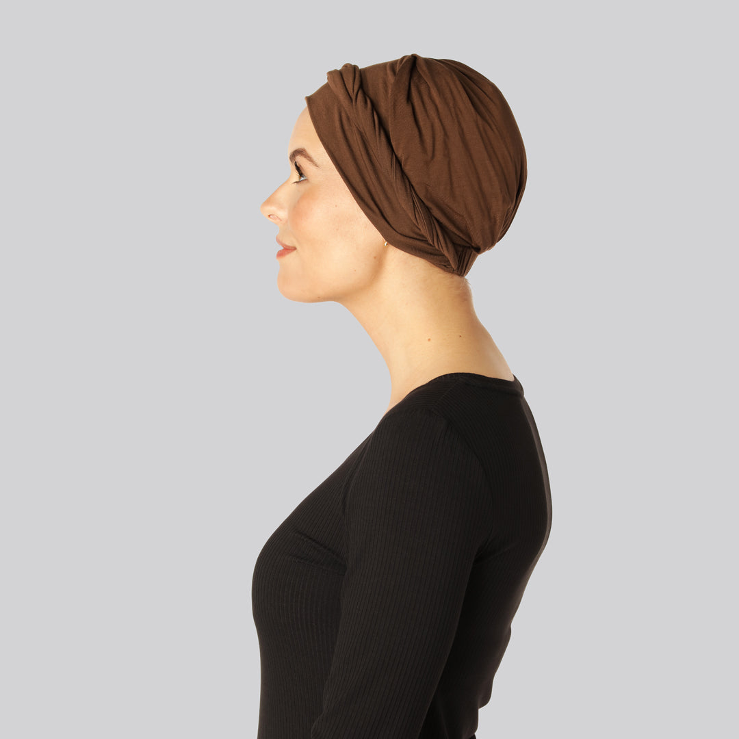 Bambus snoet turban i brun til damer
