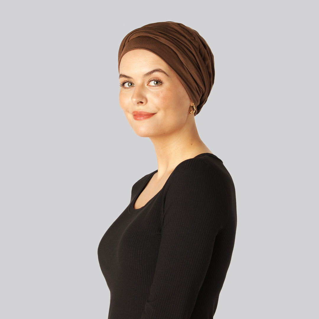 Bambus snoet turban i brun til damer