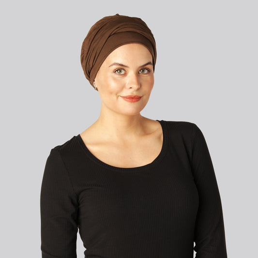 Bambus snoet turban i brun til damer