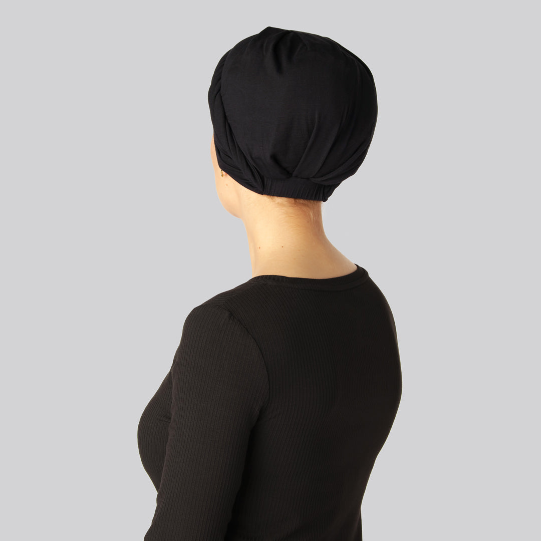 Bambus snoet turban i sort til damer