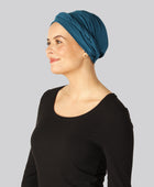 Bambus snoet turban i blå til damer