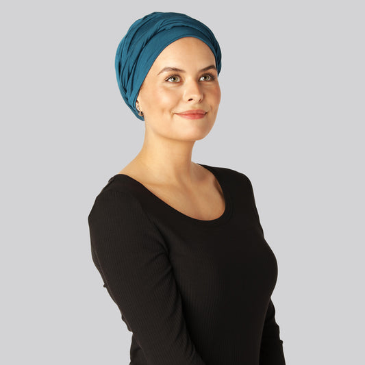 Bambus snoet turban i blå til damer
