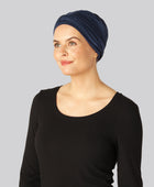 Bambus snoet turban i navy til damer