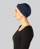 Bambus snoet turban i navy til damer